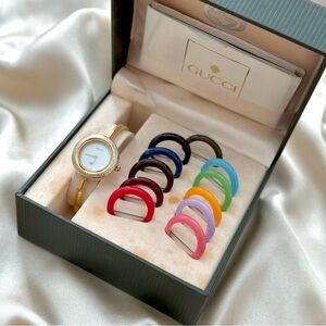 AUTHENTIC VINTAGE GUCCI INTERCHANGEABLE BEZEL WATCH (12 BEZELS) - FULL SET